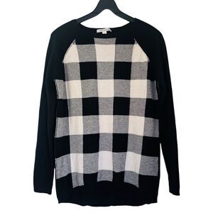 Autumn Cashmere Black/White Crew Neck Buffalo Check Sweater Size XS